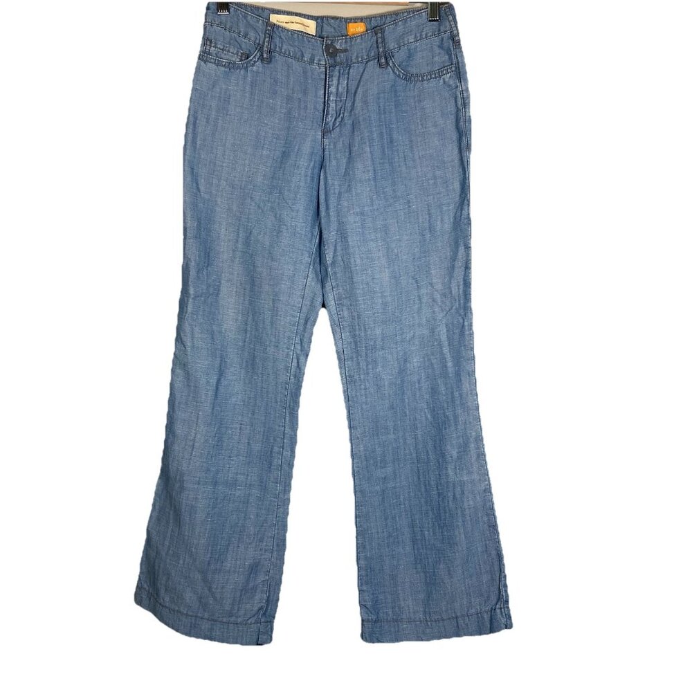 Pilcro x Anthropologie Blue Chambray Tencel Linen Wide Leg Pant Size 26P Coastal
